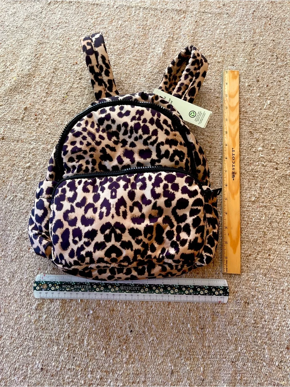 Leopard Print Mini Backpack - Black & Tan